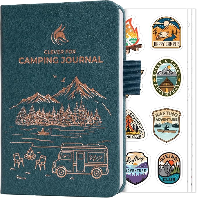 Clever Fox Camping Journal Pocket – Camping Log Book & Outdoor Adventure Journal – RV Travel Log Book – Gifts, Accessories & RV Essentials for Travel Trailers, 14 Trips, 3.7x5.7” (Deep Sea)