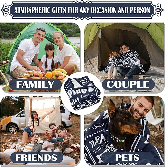 Ryubein Camping Blanket 50" X 60", Camping Gifts for Men Women, Camper Gifts, Camp Essentials, Camp Accessories, Rv Gifts, Gifts for Rv Owners, Campsite Outdoors Rv Travel Hiking Lovers Throw Blanket