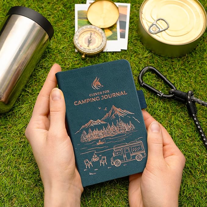Clever Fox Camping Journal Pocket – Camping Log Book & Outdoor Adventure Journal – RV Travel Log Book – Gifts, Accessories & RV Essentials for Travel Trailers, 14 Trips, 3.7x5.7” (Deep Sea)