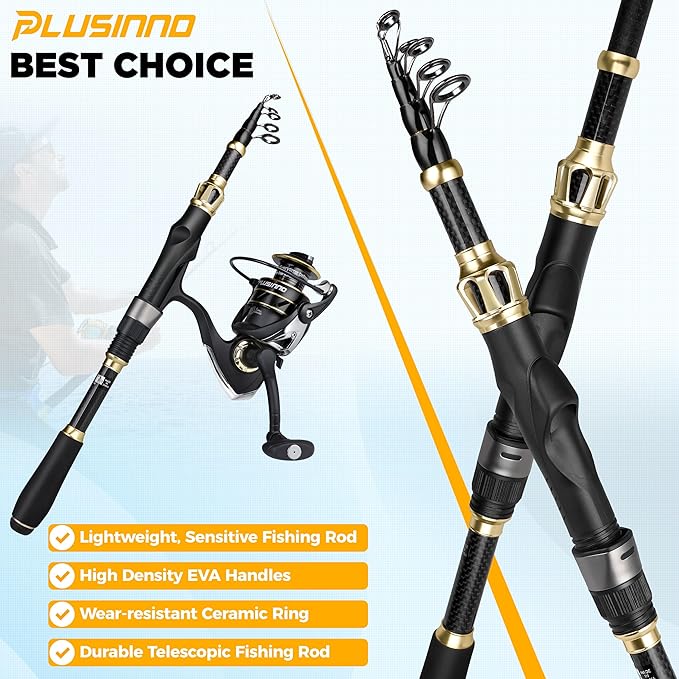 PLUSINNO Fishing Backpack, Fishing Bag, Waterproof Fishing Sling Tackle Bag For Fishing Gear With Rod Holder, Fishing Gifts for Men