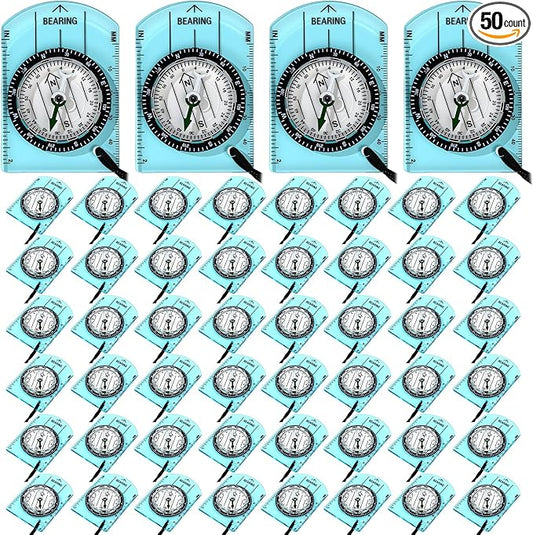 50 Pack Orienteering Compass Bulk Advanced Baseplate Compass Hiking Survival Camping and Navigation Tool Survival Gifts for Hiking Camping Backpacking Map Reading
