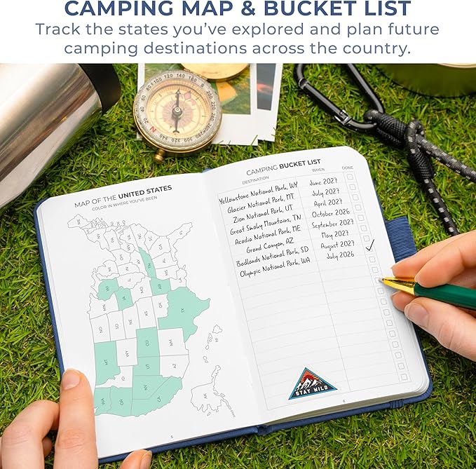 Clever Fox Camping Journal Pocket – Camping Log Book & Outdoor Adventure Journal – RV Travel Log Book – Gifts, Accessories & RV Essentials for Travel Trailers, 14 Trips, 3.7x5.7” (Mystic Blue)