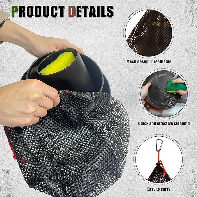 Scout Camping Mess Kit for Person Boy Scout Dishes Set Girl Scout Mess Kit with Mesh Bag Reusable Light Weight Eating Utensils Plastic Camping Cutlery Set for Travel Camp