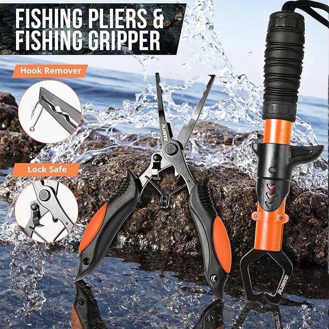 PLUSINNO Fishing Backpack with Floating Fishing Net, Tackle Boxes, Waterproof Sling Tackle Bag For Fish Gear With Rod Holder, Gifts for Men