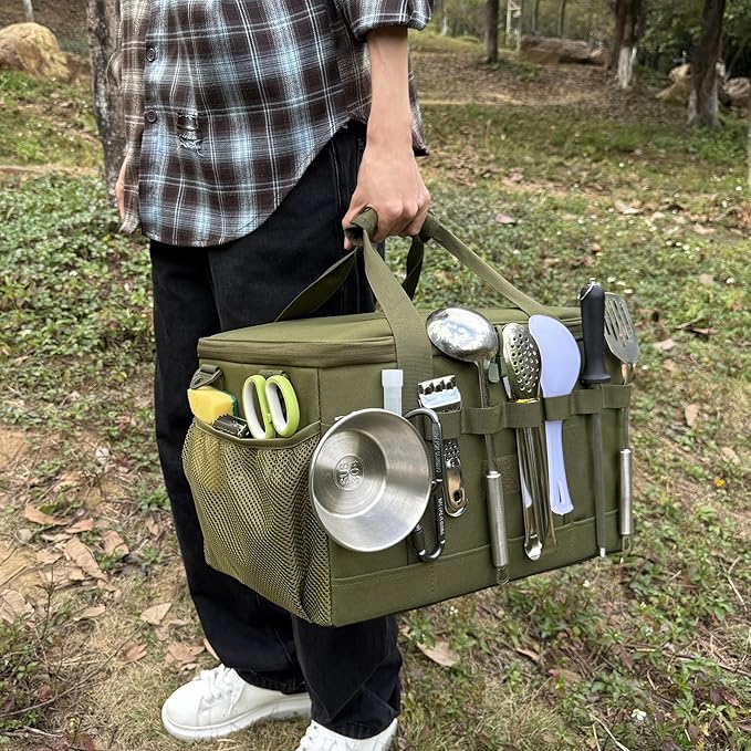 Tactical Camping Storage Bag 28L Tactical Utility Tote Bag Camping Cookware Organizer Trunk Organizer