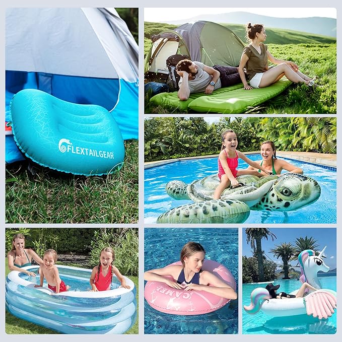 FLEXTAILGEAR Portable Air Pump for Inflatables, 2.82oz Classic Tiny Air Pump, Rechargeable Electric Air Pump to Inflate Deflate for Camping Gear Pool Floats Air Mattress