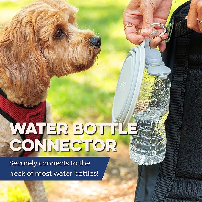 Bonza Collapsible Dog Bowls - Medium 25 oz, Dog Travel Accessories, Silicone Portable Dogs Bowl & Water Dish with Reinforced Rim & Carabiner for Hiking, Camping, and Car Trips, Navy Blue