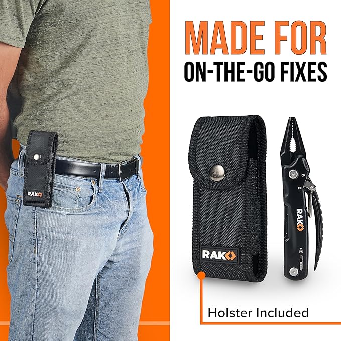 RAK Pro Tools Pliers Multitool - Cool Unique Gifts For Dads Who Have Everything - Compact DIY Survival Multi Tool Gift for Men, Husband, Handyman - Backpacking & Camping Accessories (Pack of 2)